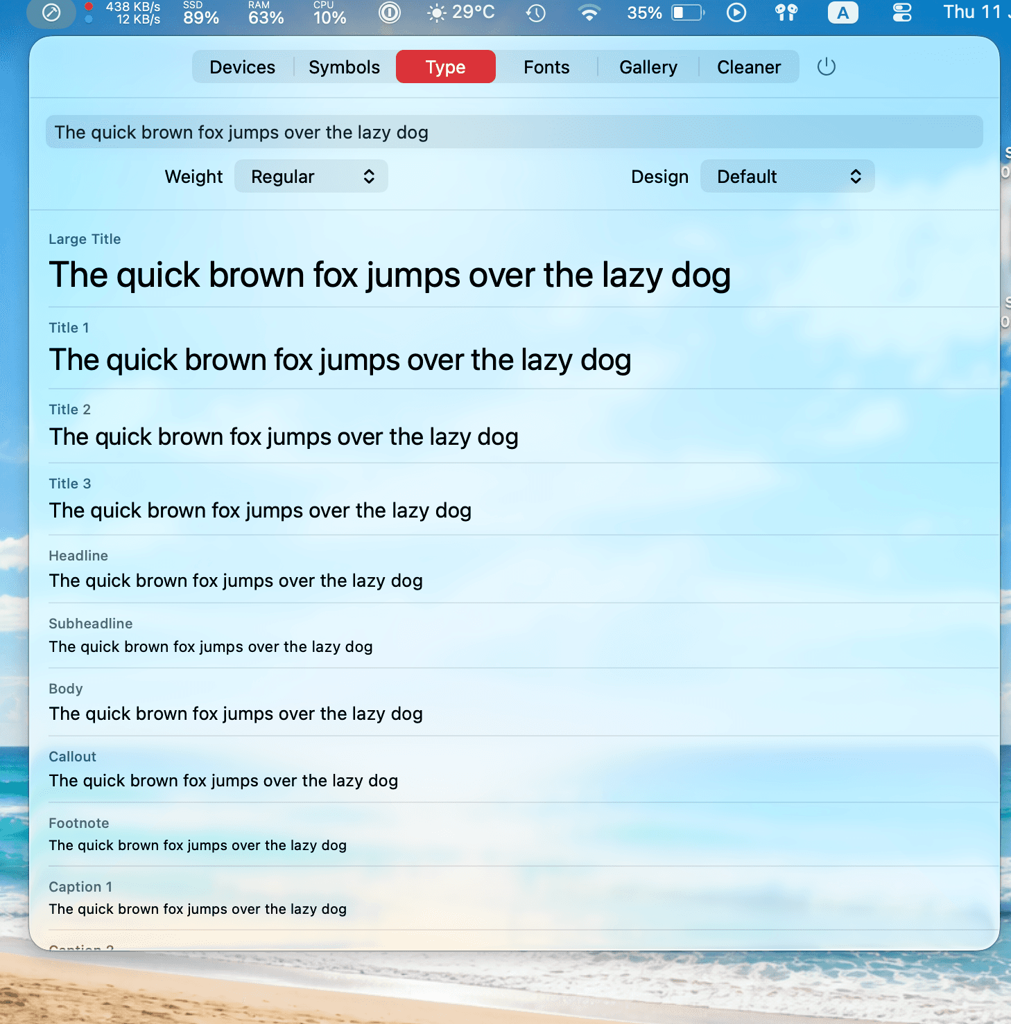 Dynamic Type Previewer